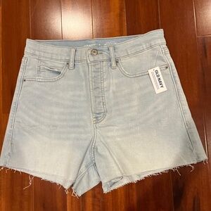 Old Navy Jean Shorts Sky-Hi A-Line High Rise Button‎ Fly Light Wash Denim New 8